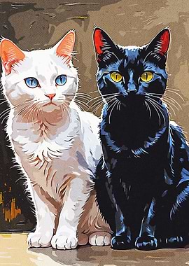 Cat White and Black