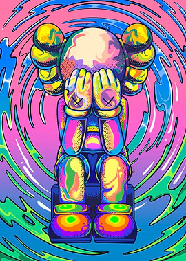 kaws neon retro' Poster, picture, metal print, paint by Boon