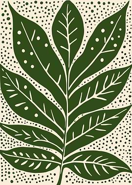 Green Big Leaf and Dots