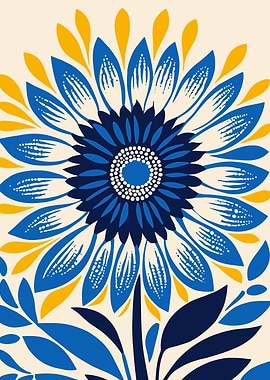Blue Sunflower Print