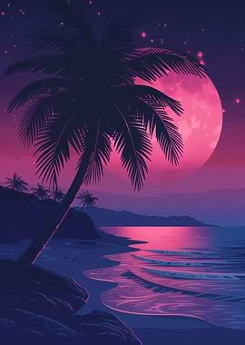 Beach Night Retro