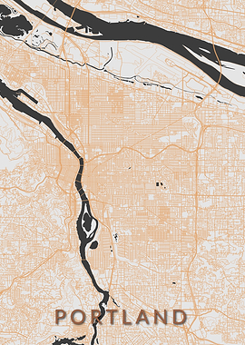 Portland Brown Orange Map