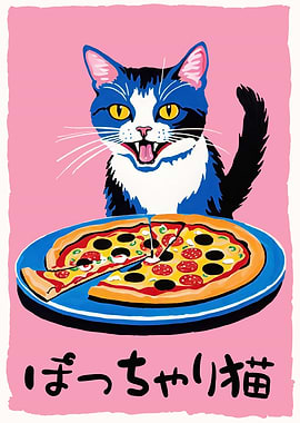Japanese Pizza Cat Poster