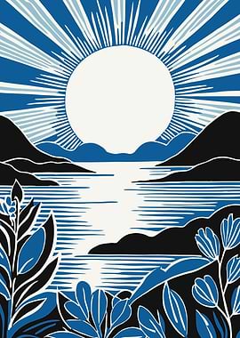 Blue Peaceful Sunset