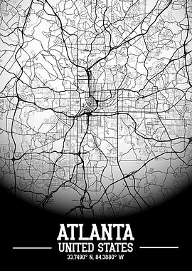 Atlanta City Map White