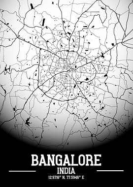 Bangalore City Map White