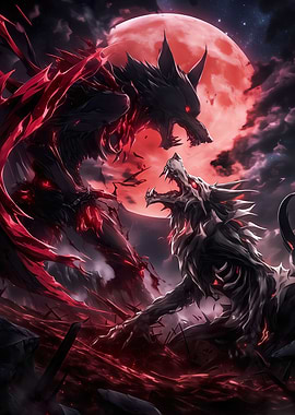 Black and White Demon Wolf