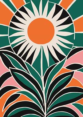 Colorful Retro Sunflower