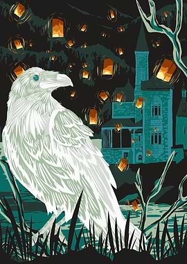 White crow with lantern