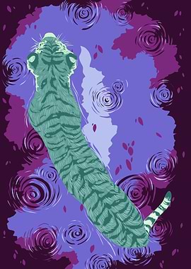 Tiger on violet river