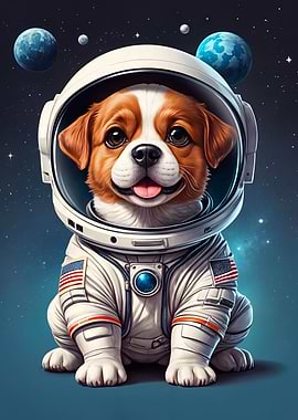 Cute Astronaut Dog