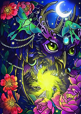 Lotus Flower Magical Owl