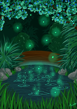 Magical pool in forest