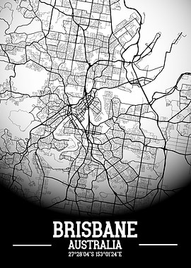 Brisbane City Map White