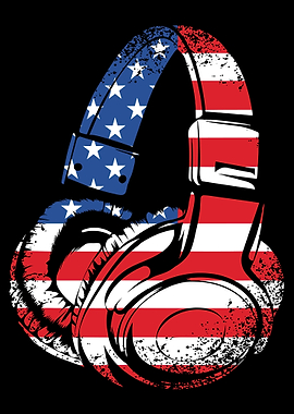 Gaming Headset US Flag Art