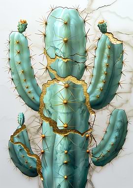 Abstract Kintsugi Cactus