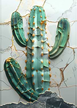 Abstract Kintsugi Cactus