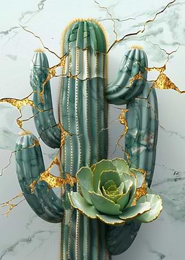 Abstract Kintsugi Cactus