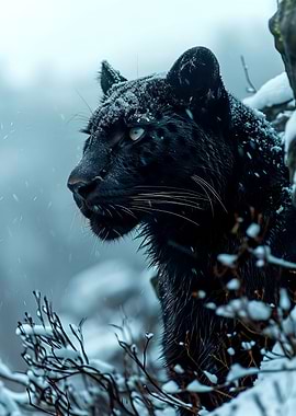 Black Panther in snow