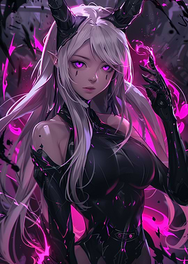 Pink Neon Anime Girl