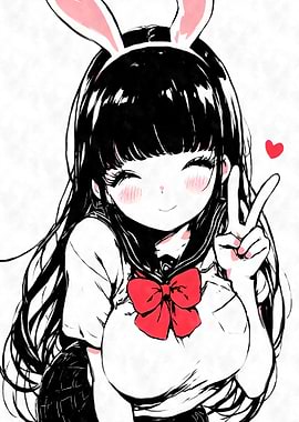 Kawaii Peace Bunny Girl