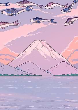 Sacred Mount Fuji and Koi