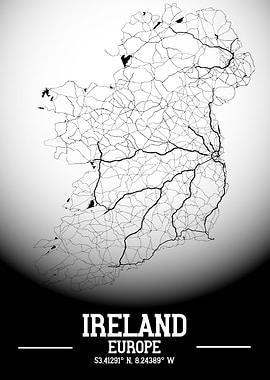 Ireland City Map White