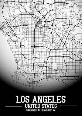 Los Angeles City Map White