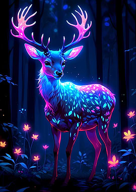 Magical Deer in the Forest