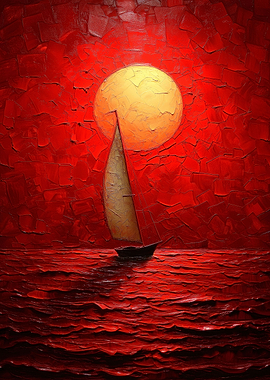 Sailboat in sunset ocean