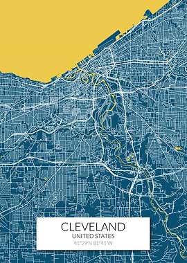 Cleveland Blue Yellow Map