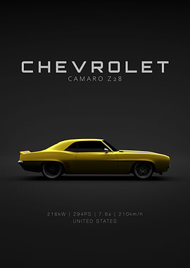 Camaro Z28 1969 Yellow Spe