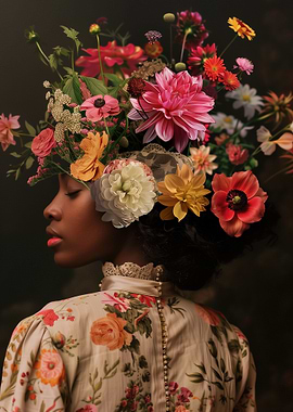 Black Woman Floral Flowers