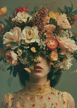 Pastel Flowers Woman Art