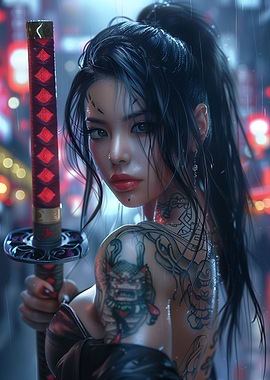 Tattooed Samurai Girl