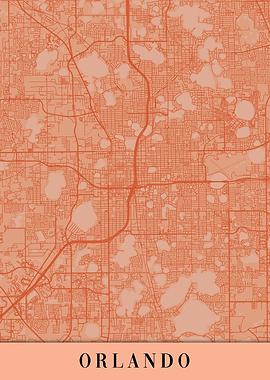 Orlando Orange Vintage Map