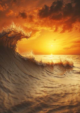 Crashing Wave at Sunset