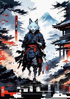 Warrior Kitsune Wolf Japan