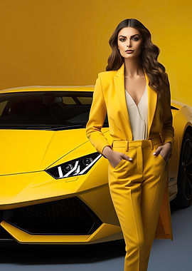 Girl and Lamborghini car