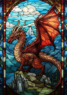 Red Stained Glass Dragon