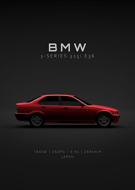 BMW 325i E36 1994 Red Spec