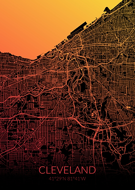 Cleveland Black Orange Map