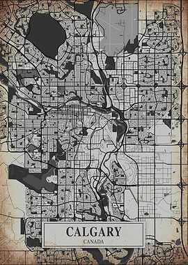 Calgary Canada Vintage Map