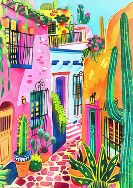 Colorful houses on street