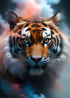 tiger art face smoke