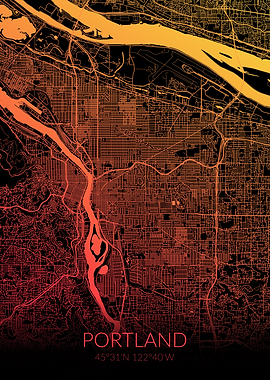 Portland Black Orange Map