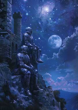 knight with night moon