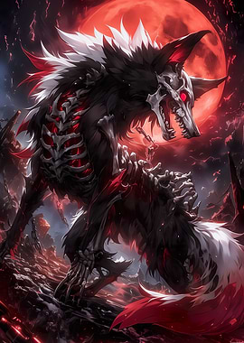 Anime Blood Moon wolf