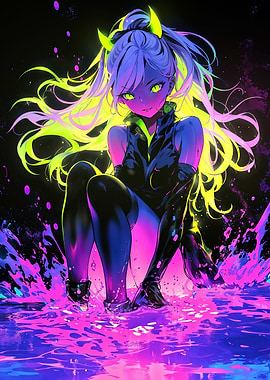 glowing anime girl waifu