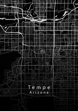 Tempe Arizona Map black